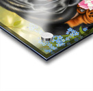 Sleepy Rottweiler Puppy Rests In Flower Bed Acrylic print