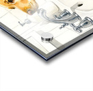 Worried Puppy Waits In Bathroom Sink Acrylic print