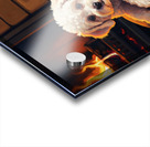 Bichon Frise Puppy Finds Perfect Fireplace Spot Acrylic print