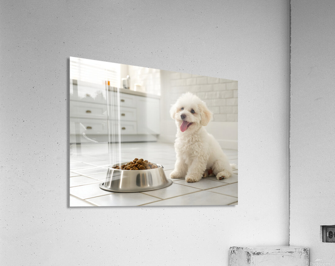 Poodle Puppys Dinner Time Excitement Acrylic Print