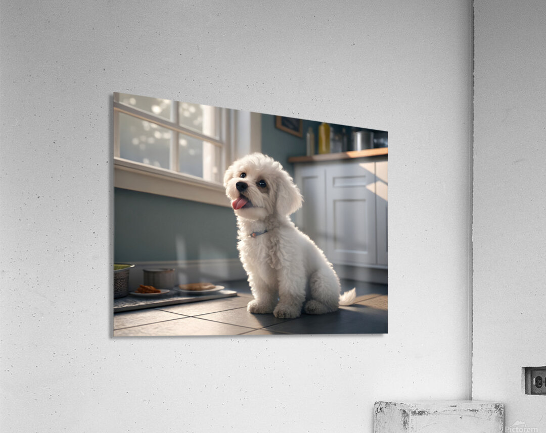 Hopeful Bichon Frise Puppy Waiting For Treats Acrylic Print