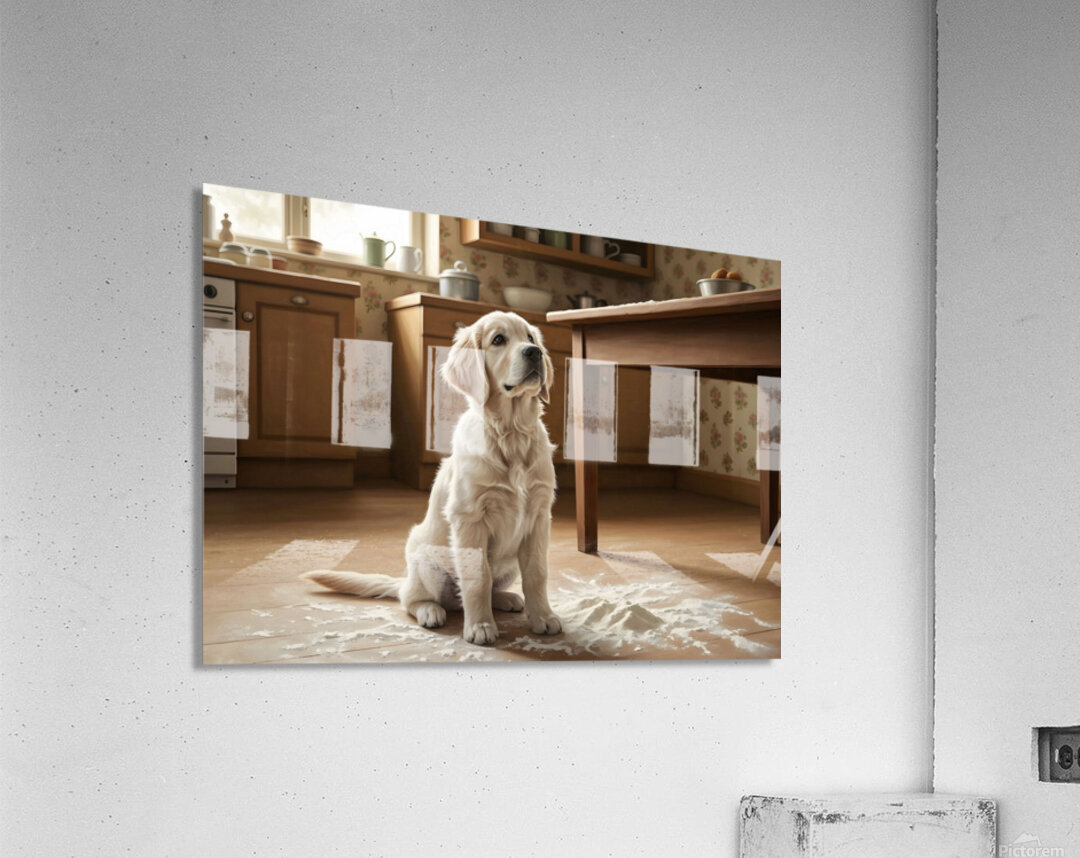 Hopeful Puppy After Kitchen Adventure Ends Acrylic Print