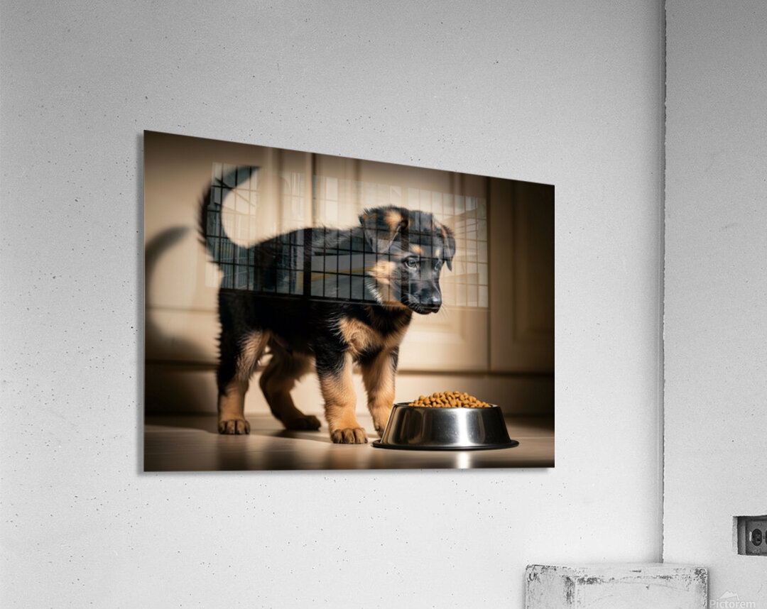 German Shepherd Puppy Ready For Breakfast Time Acrylic Print