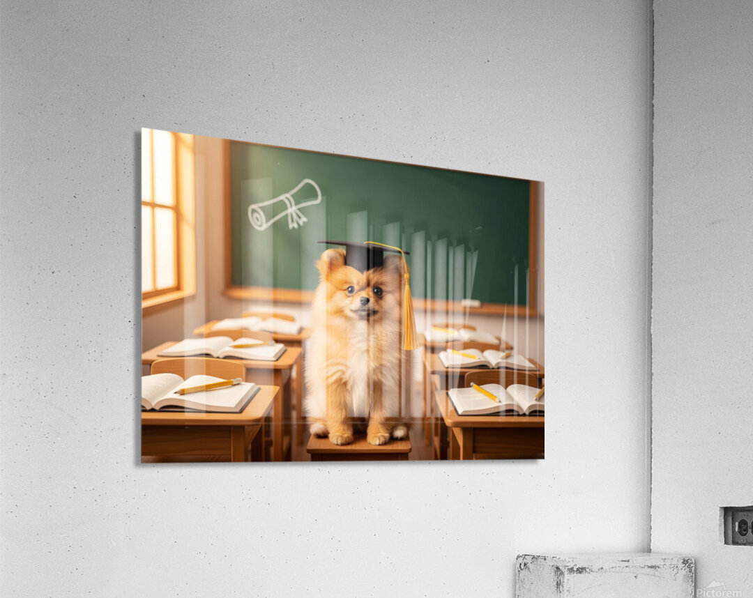 Pomeranian Puppys Big Graduation Day Acrylic Print