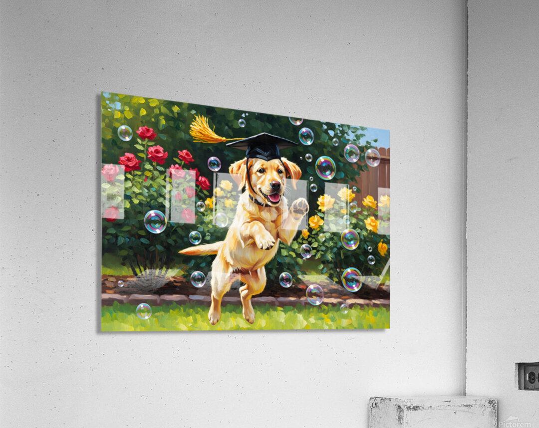 Celebrating Puppy Graduate Jumps For Joy Acrylic Print
