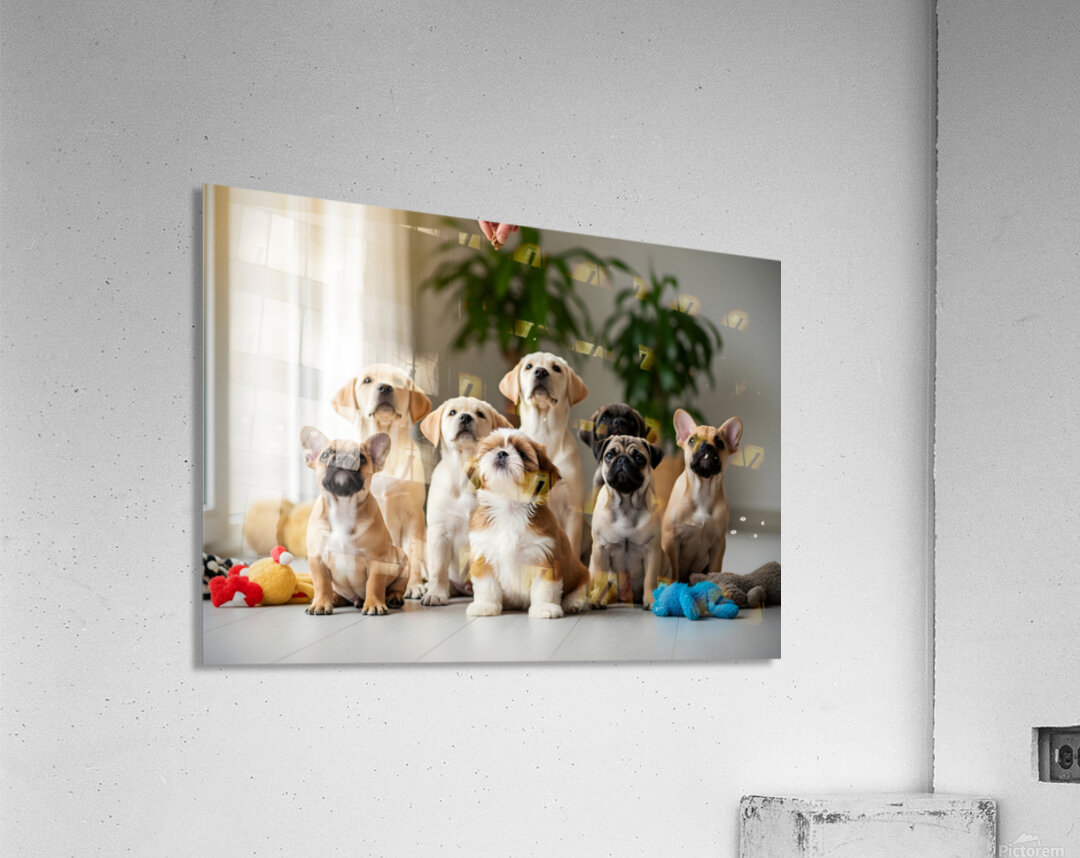 Shih Tzu Puppy Spots Delicious Treats Above Acrylic Print