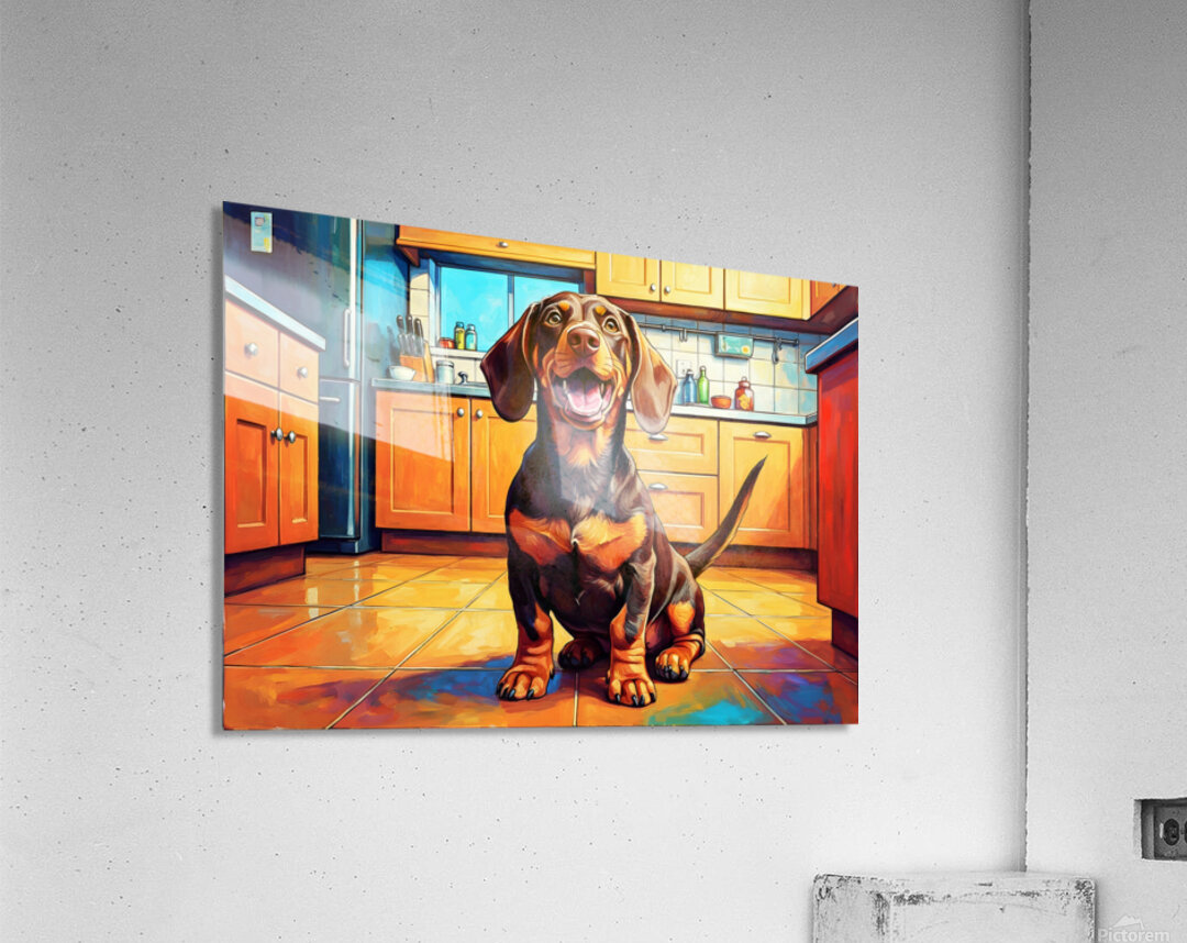 Happy Dachshund Puppy After Getting Delicious Treat Acrylic Print