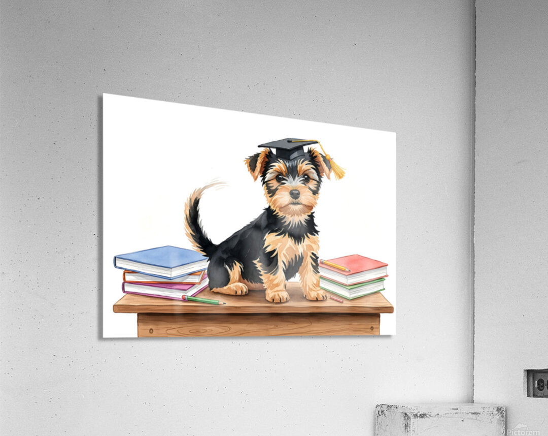 Yorkshire Terrier Puppys First Day Of School Acrylic Print