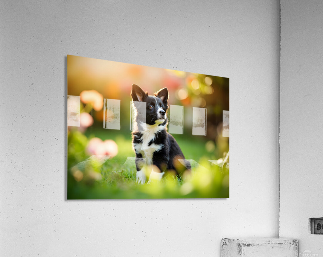Border Collie Puppy Waiting In The Garden Acrylic Print