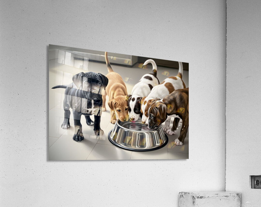 Cane Corso Puppy Waits His Turn At Water Bowl Acrylic Print