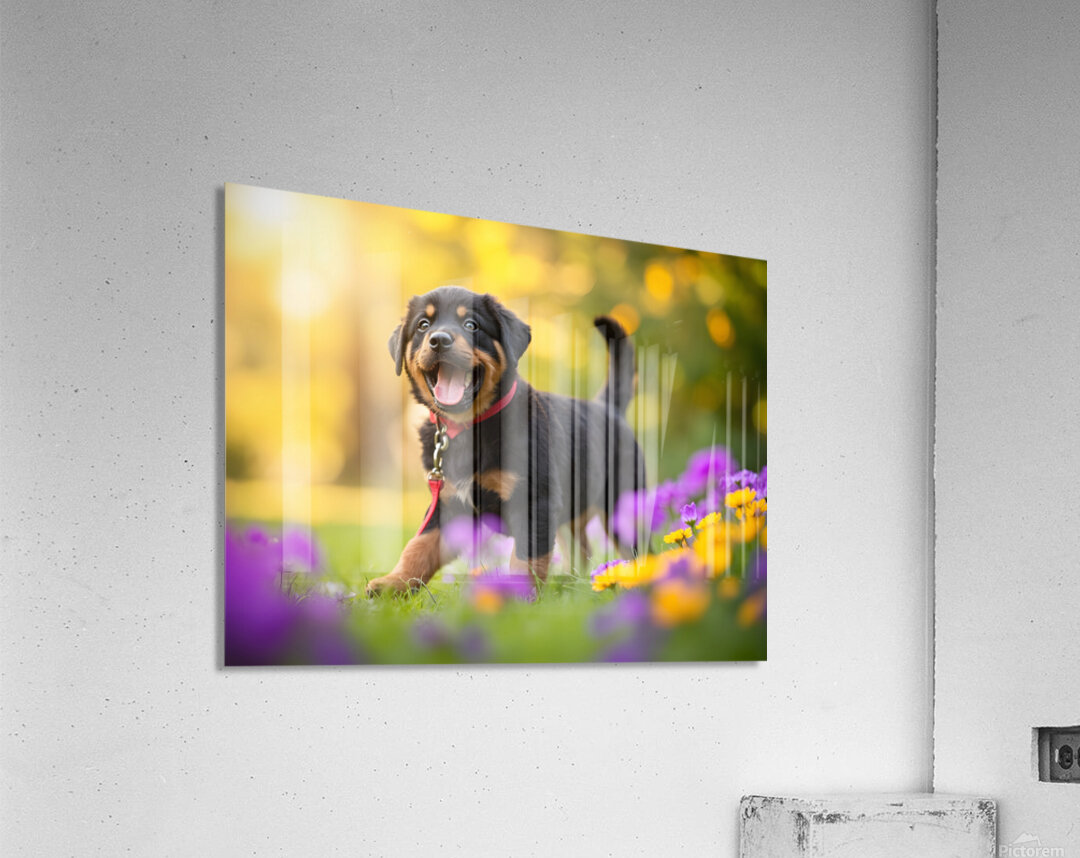 Free Rottweiler Puppy Wags Tail With Joy Acrylic Print