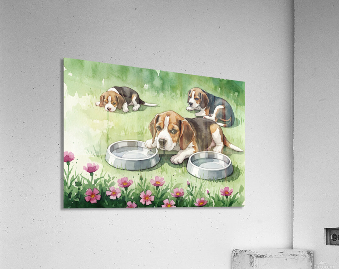 Happy Beagle Puppy After Drinking Water Acrylic Print