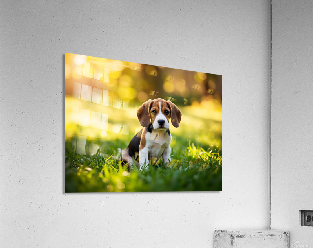 Beagle Puppy Senses Something Strange Behind Him Acrylic Print