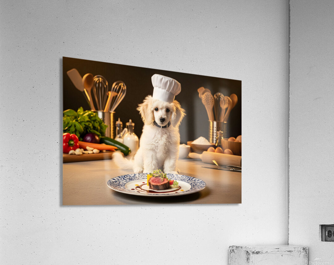 Poodle Puppy Celebrates Cooking Success Acrylic Print