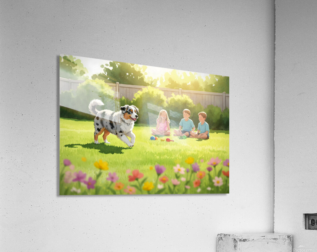 Australian Shepherd Puppy Meets New Friends Acrylic Print