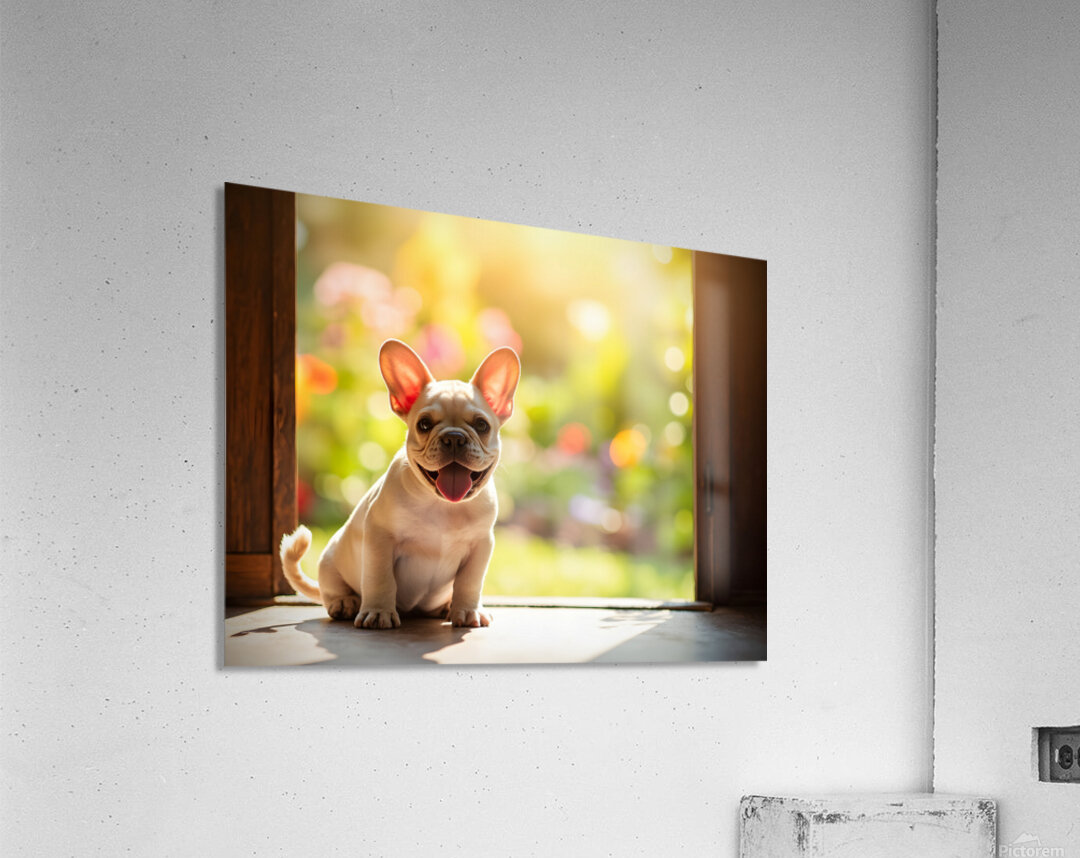 French Bulldog Puppy Celebrates Garden Door Success Acrylic Print