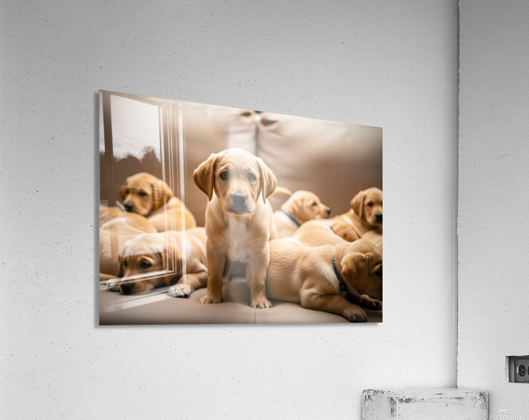 Happy Labrador Retriever Puppy Settles Into Cozy Spot Acrylic Print