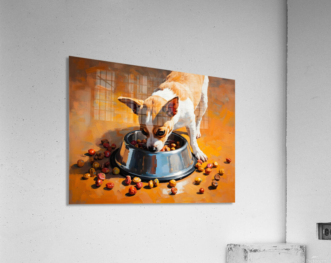 Chihuahua Puppy Discovers Food Bowl Acrylic Print