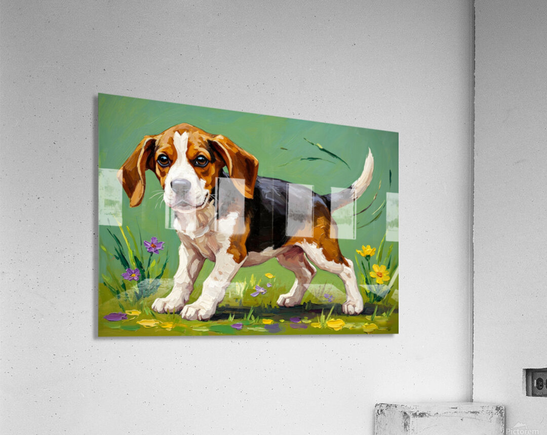 Beagle Puppy Spots Flying Frisbee Acrylic Print