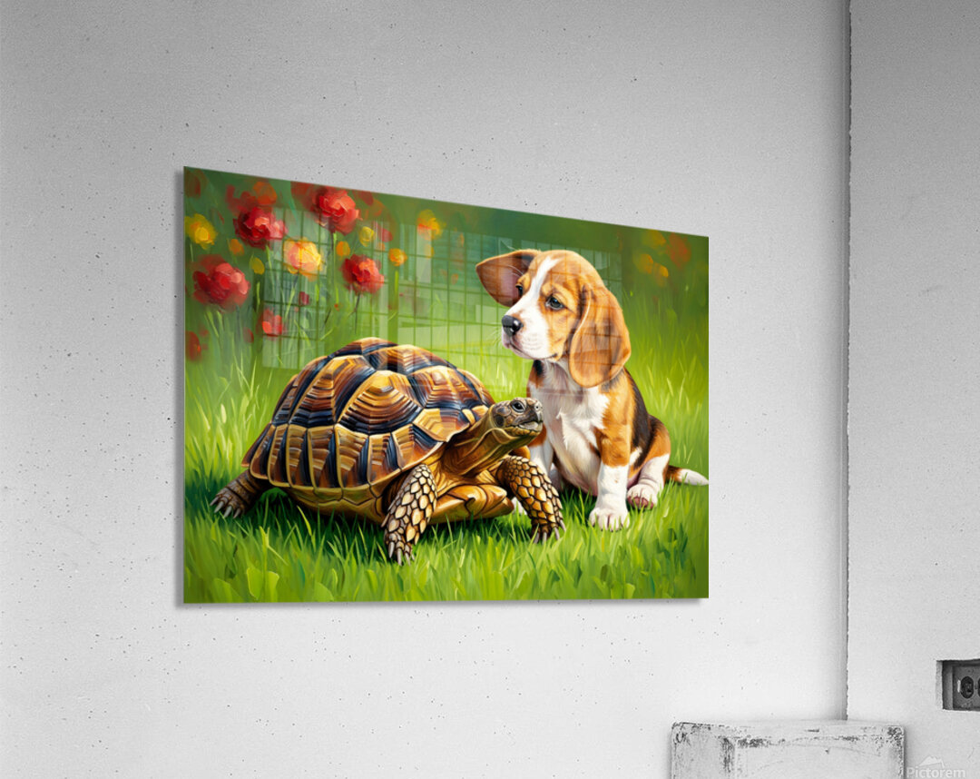 Beagle Puppy Rests With New Tortoise Friend Acrylic Print