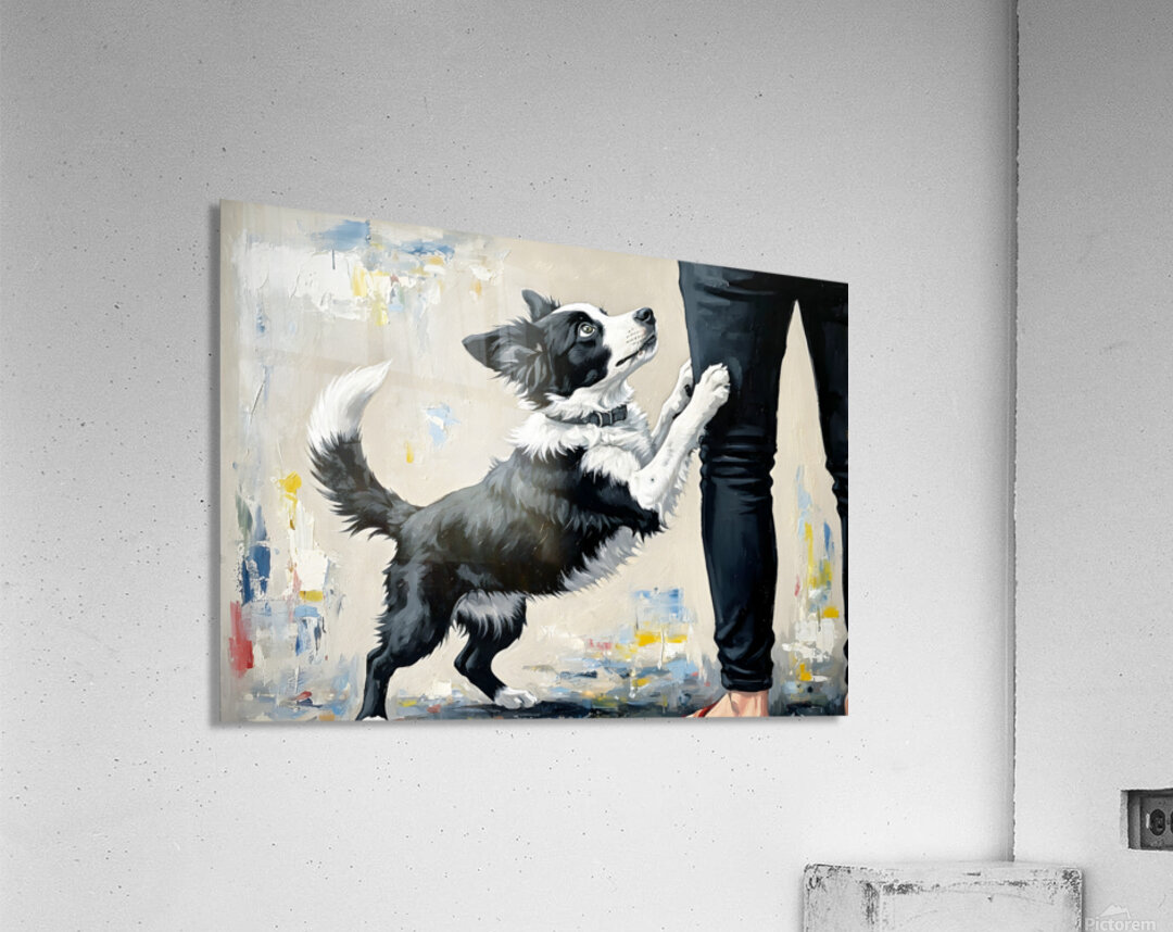 Border Collie Puppys Joyful Garden Victory Dance Acrylic Print