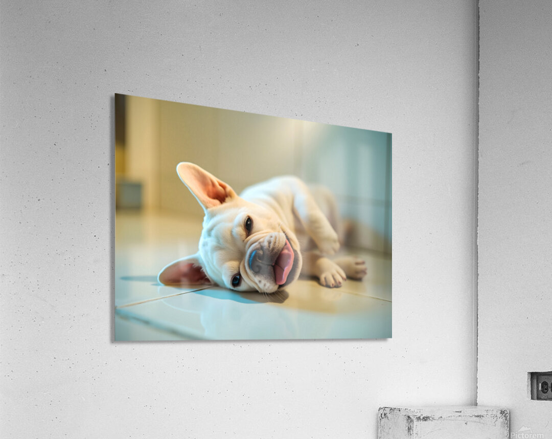 French Bulldog Puppy Discovers The Perfect Sploot Position Acrylic Print