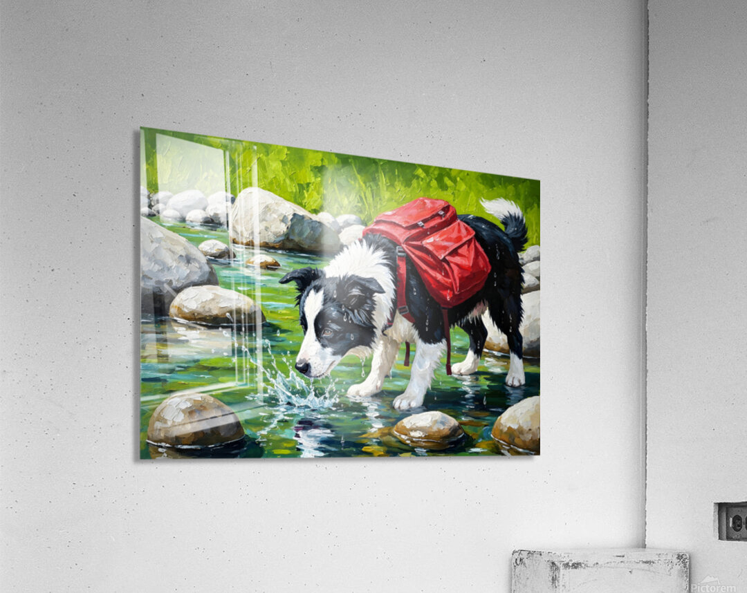 Sleepy Border Collie Puppy Rests Under The Oak Tree Acrylic Print