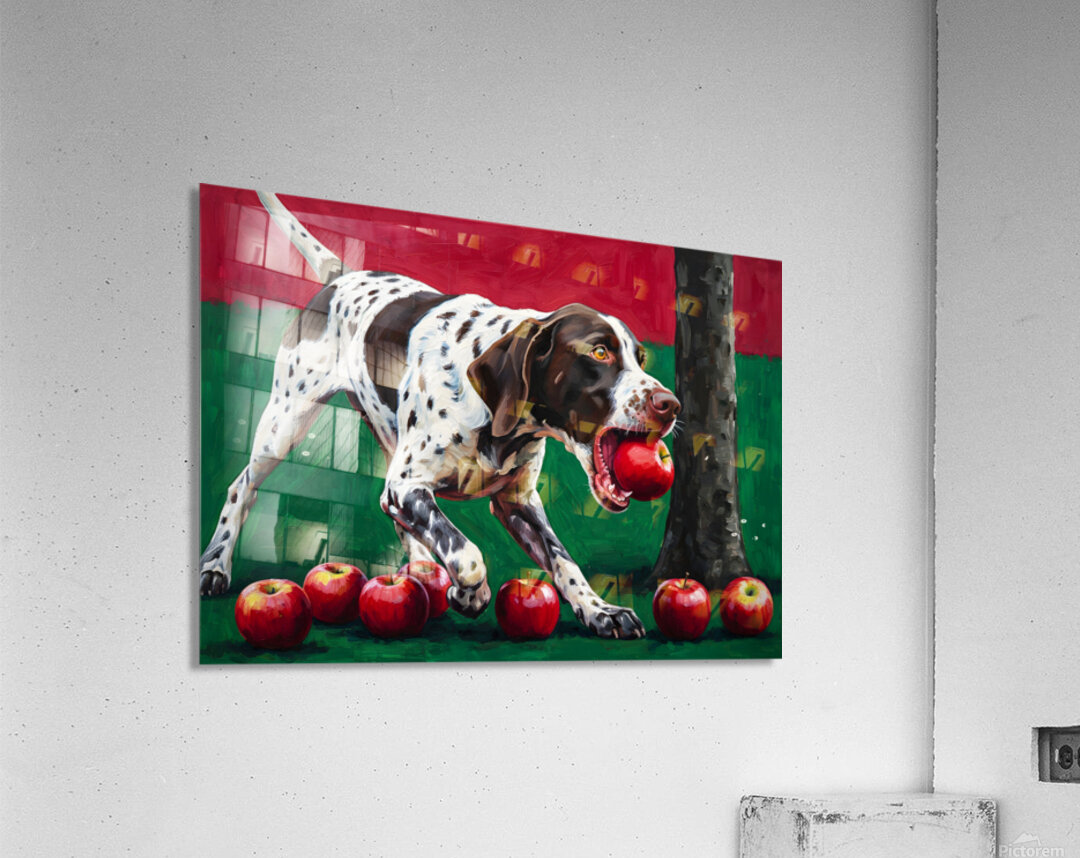 Happy Puppy Enjoys Apple Pieces In Orchard Acrylic Print
