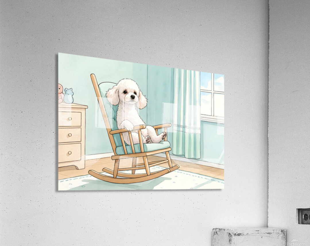 Poodle Puppy Finds Perfect Balance On Rocking Chair Acrylic Print