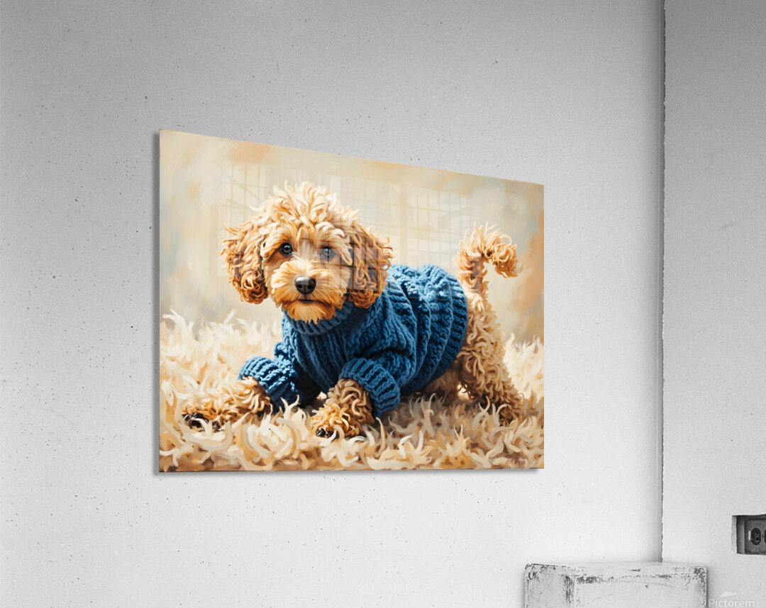 Poodle Puppys Sweater Adventure Begins Acrylic Print