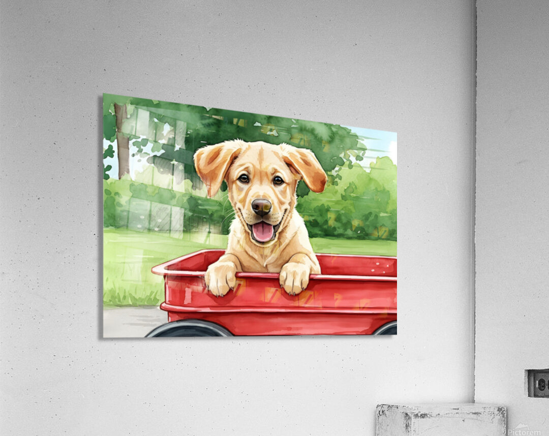 Puppys First Wagon Ride Adventure Acrylic Print