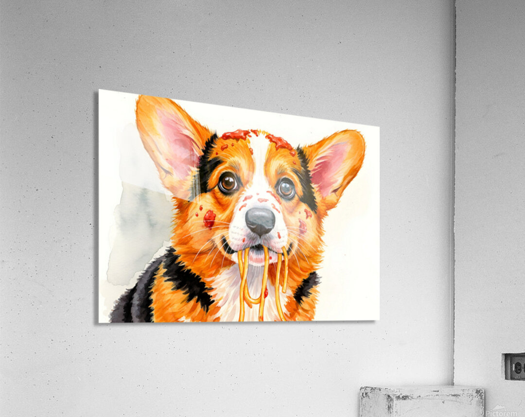 Satisfied Corgi Puppy After Spaghetti Meal Acrylic Print
