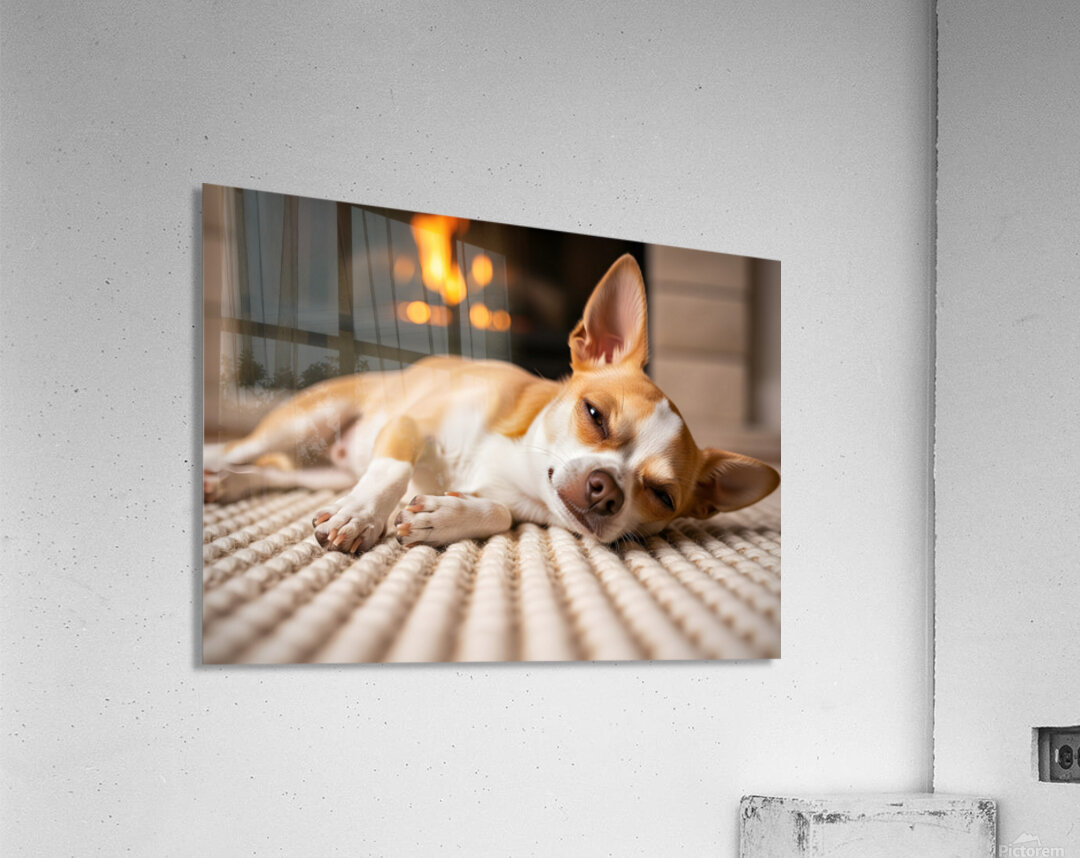 Chihuahua Puppy Falls Asleep By The Fire Acrylic Print