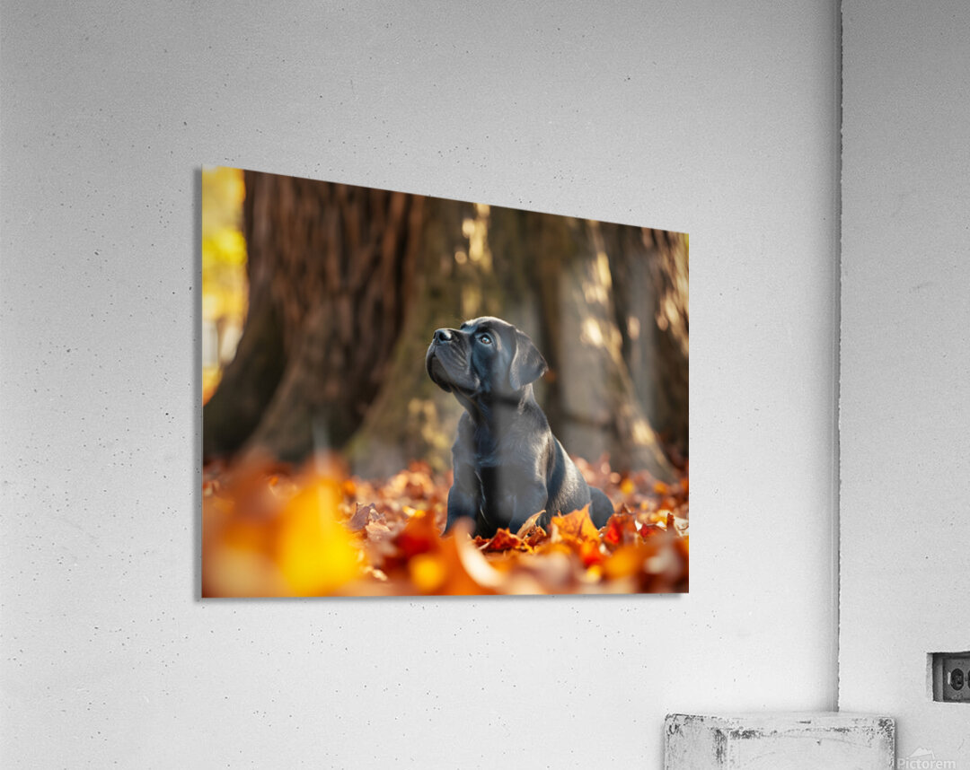 Playful Cane Corso Puppy Circles Around Tree Base Acrylic Print