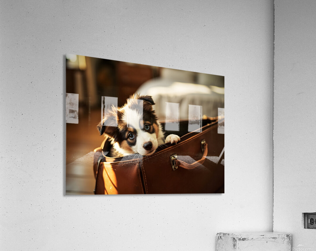 Australian Shepherd Puppy Discovers Perfect Hiding Spot Acrylic Print