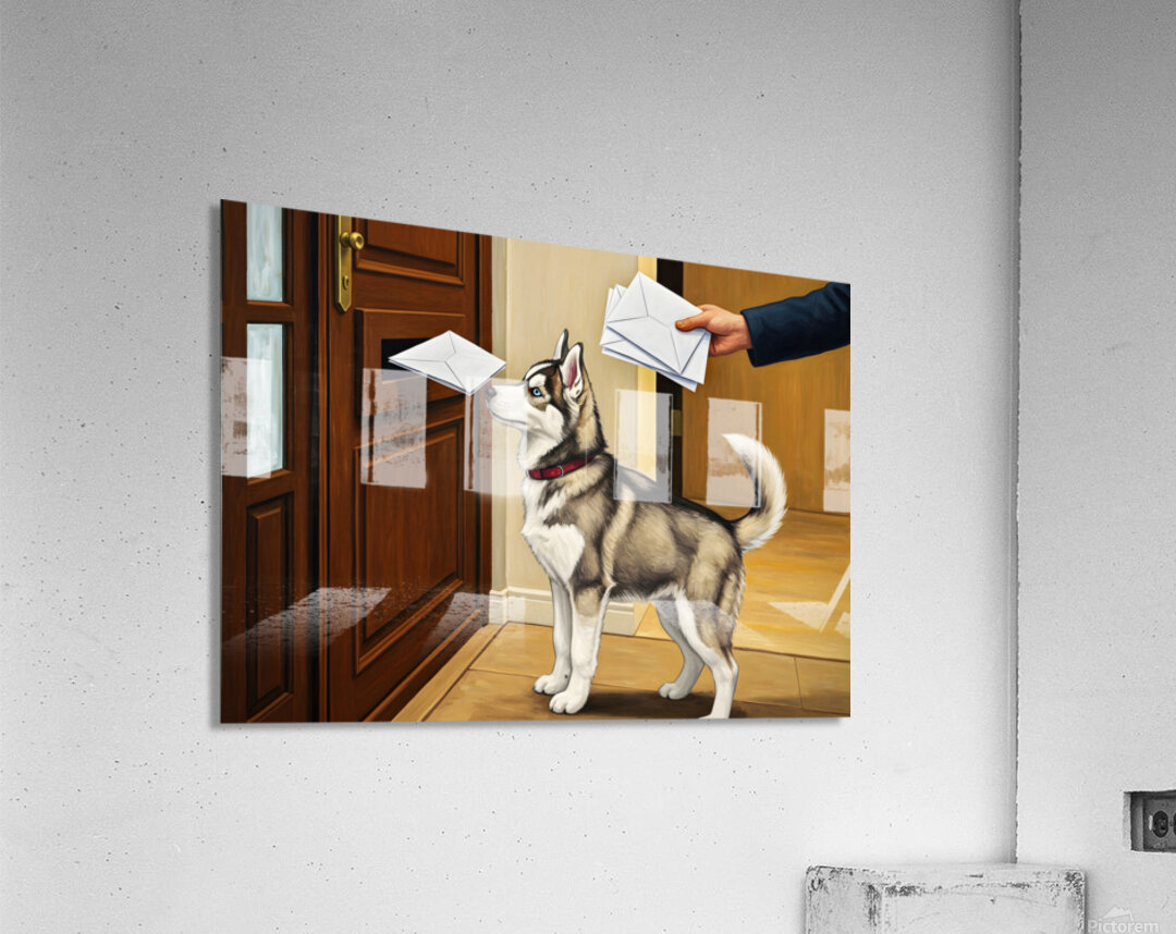 Curious Husky Puppy Discovers The Mail Slot Acrylic Print