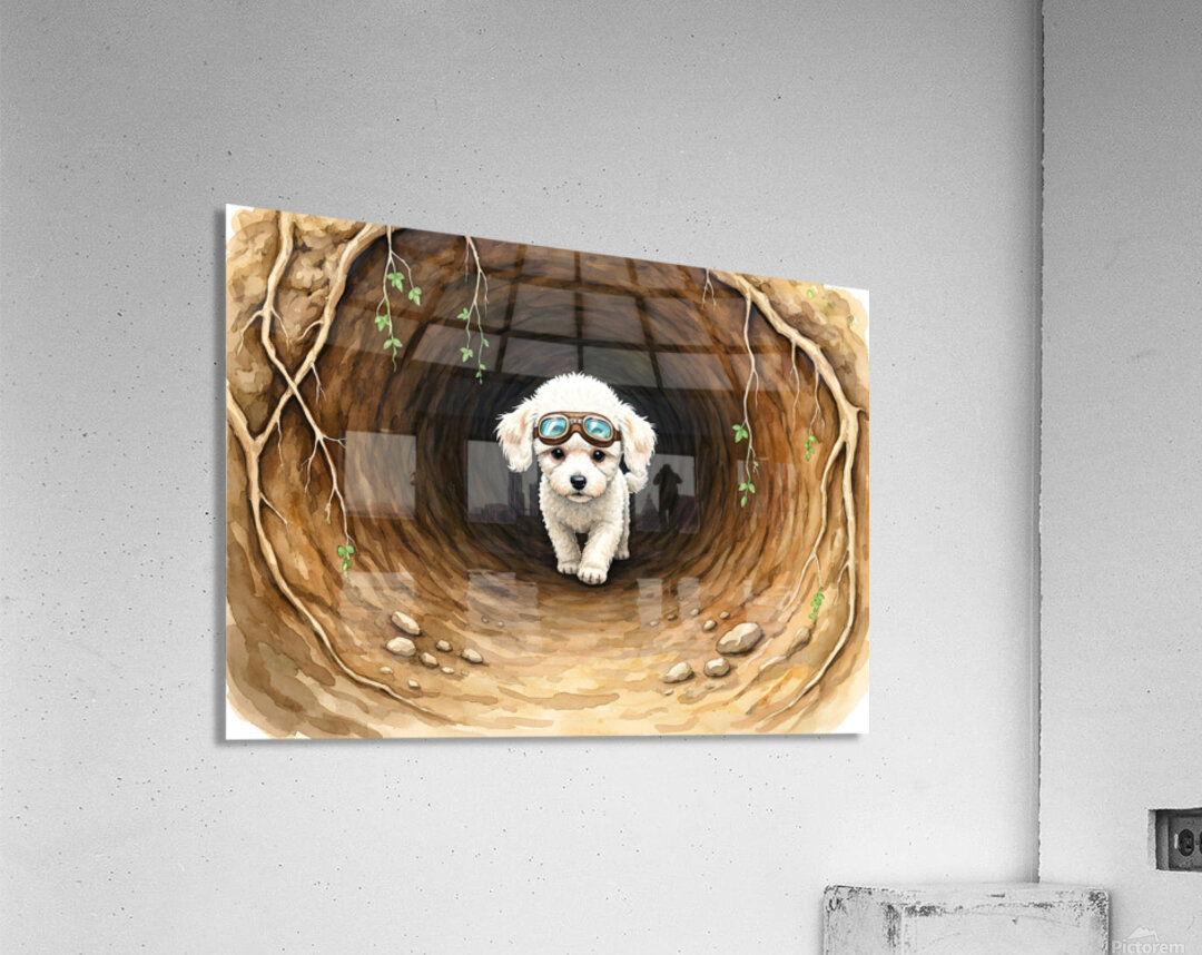 Poodle Puppy Finds Amazing Underground Chamber Acrylic Print
