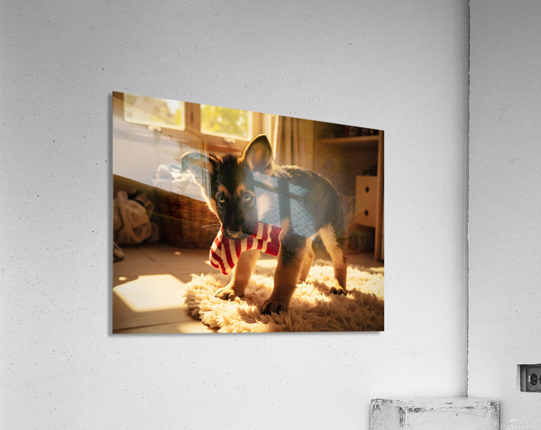 Puppy Makes His Escape With Sock Acrylic Print