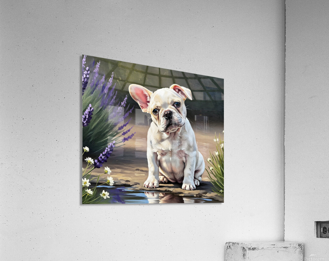 Happy French Bulldog Puppy Understands His Reflection Acrylic Print