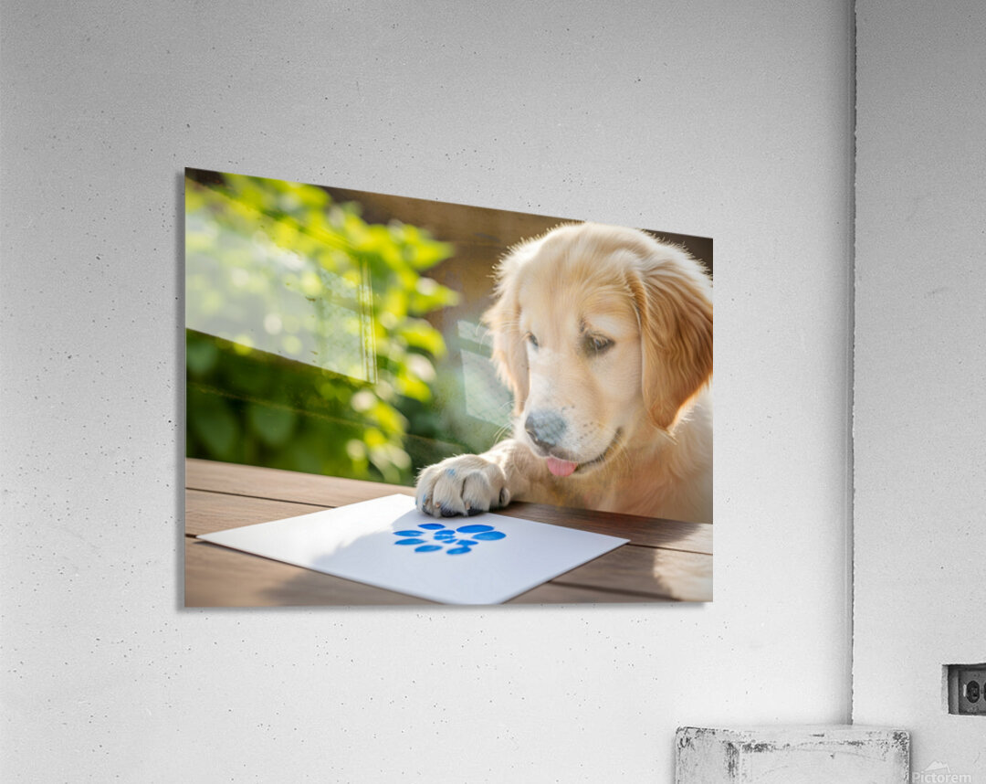 Golden Retriever Puppy Proud Of Pawprint Autograph Acrylic Print