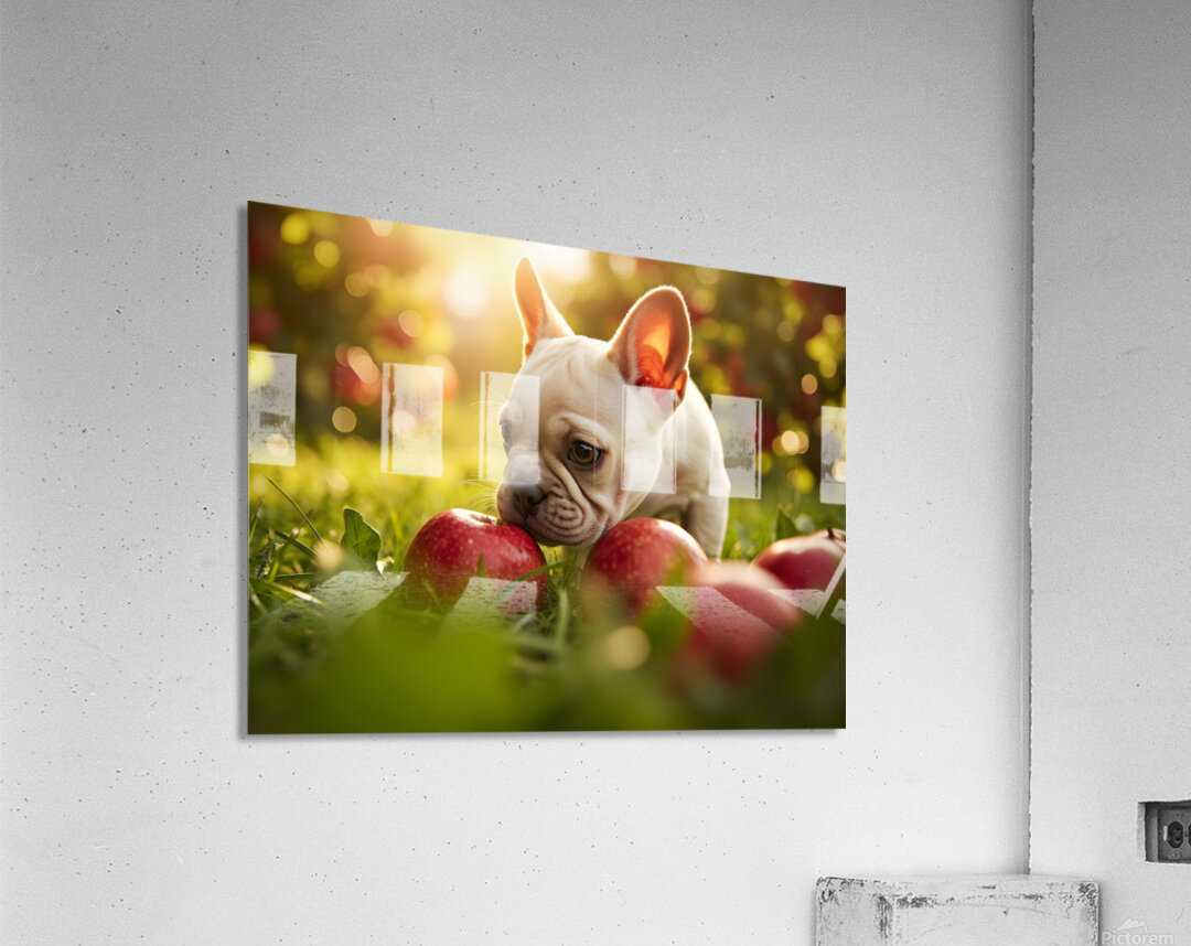French Bulldog Puppy Discovers Apple Orchard Acrylic Print