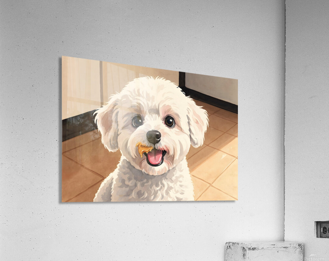 Happy Bichon Frise Puppy After Peanut Butter Treat Acrylic Print