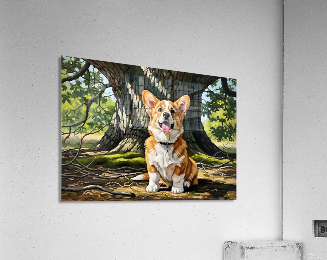 Content Corgi Puppy Dreams Under Tree Shade Acrylic Print