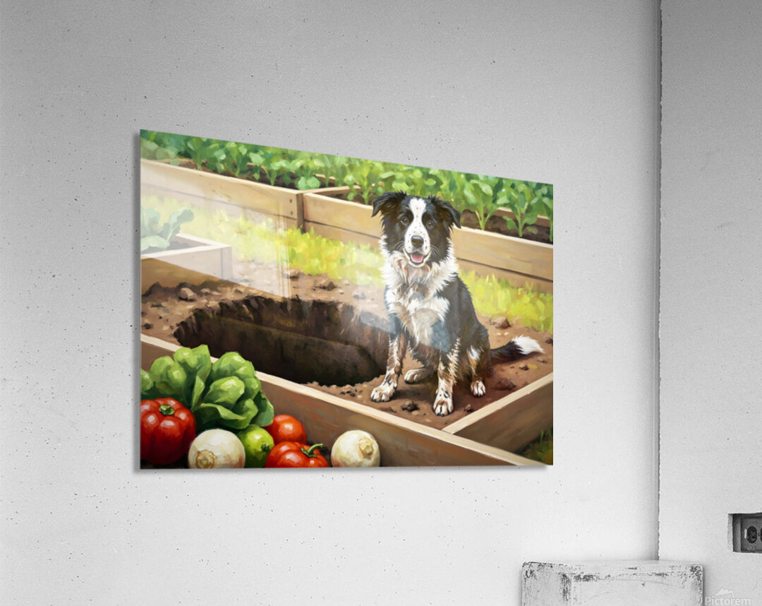 Guilty Border Collie Puppy Realizes Garden Mess Acrylic Print