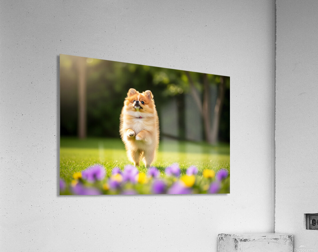 Tired Pomeranian Puppy Resting After Playful Chase Acrylic Print
