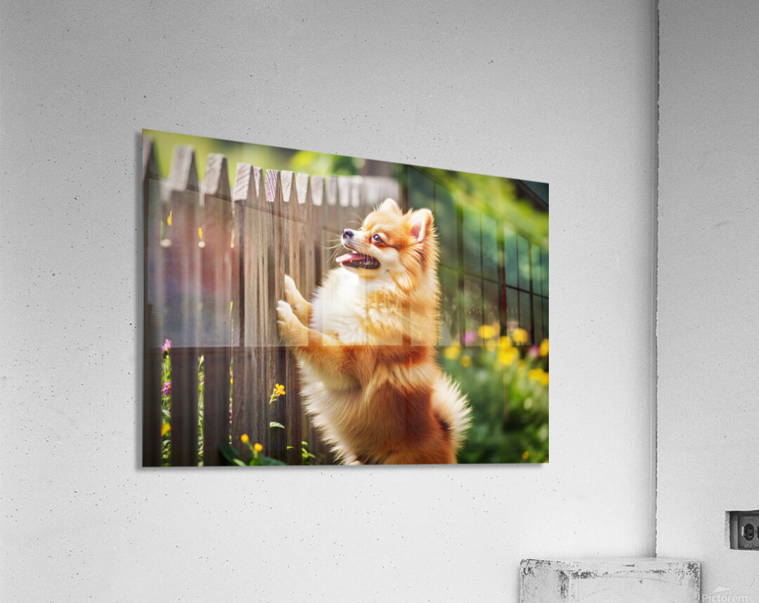 Curious Pomeranian Puppy Spots Something In The Sky Acrylic Print