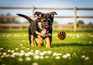 German Shepherd Puppy Watches Pinecone Soar Through Air by Puppy Prints