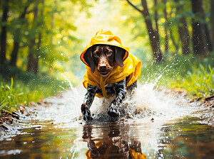 German Shorthaired Pointer Puppy Ready For Rainy Adventure by Puppy Prints