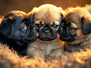 Pug Puppy Rests After Exciting Play Session by Puppy Prints