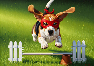 Beagle Puppy Claims Victory On The Hill by Puppy Prints